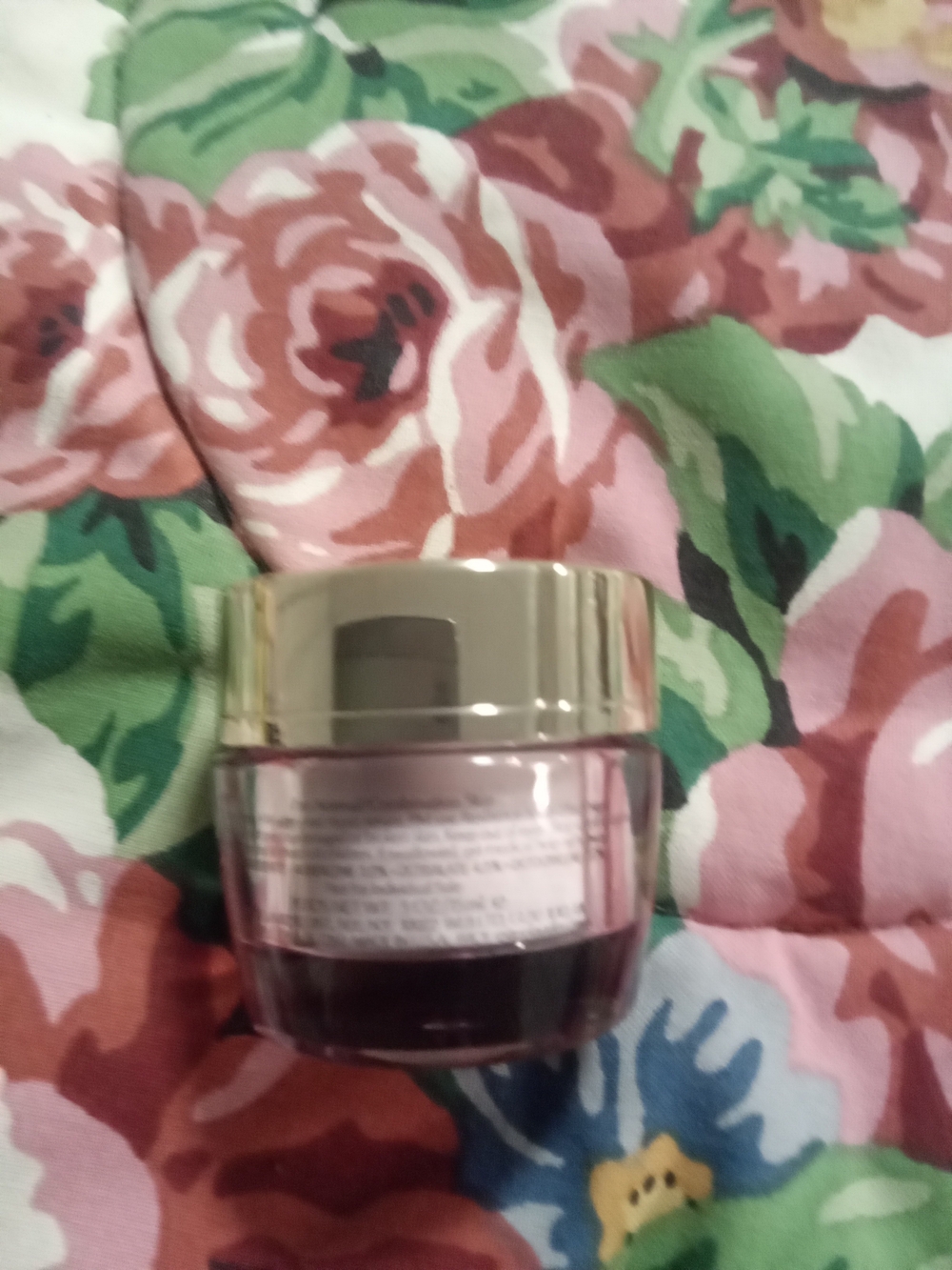 Estee Lauder Cream Jar with Gold Lid and Pink Glass